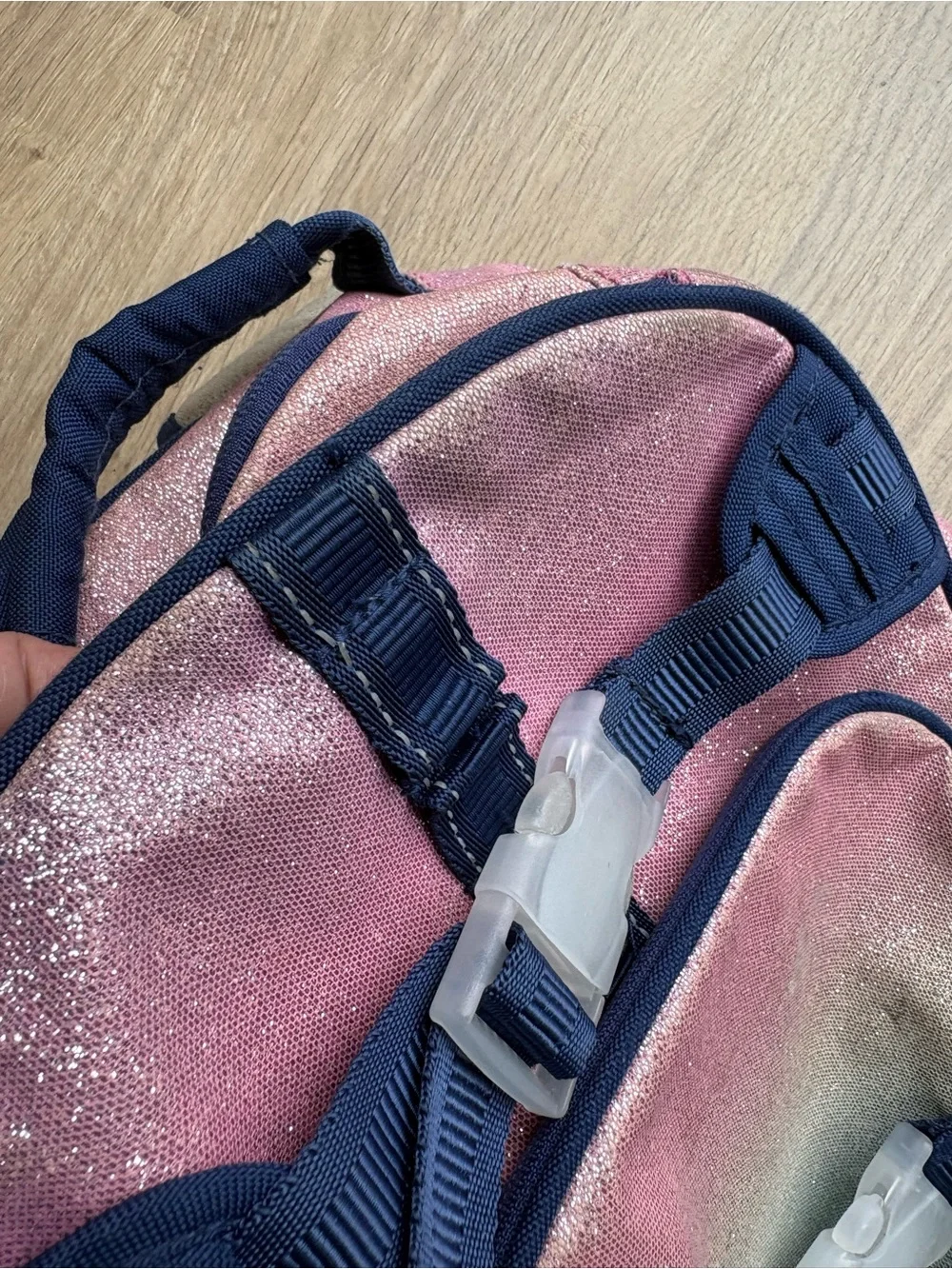 Pottery Barn Kids Glitter Ombre Backpack - Pink, Cream/Green & Navy
